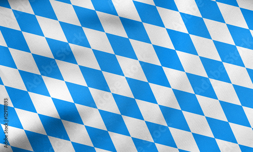 Flag of Bavaria waving, real fabric texture