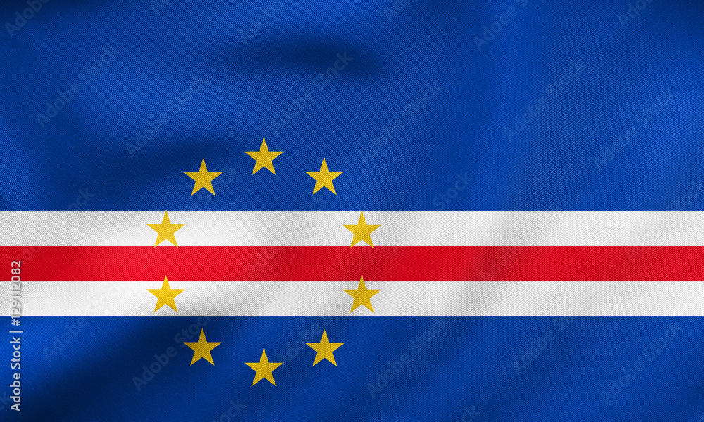 Flag of Cape Verde waving, real fabric texture Flag of Cape Verde waving, real fabric texture