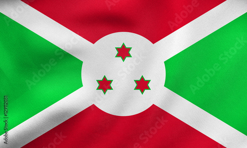Flag of Burundi waving, real fabric texture