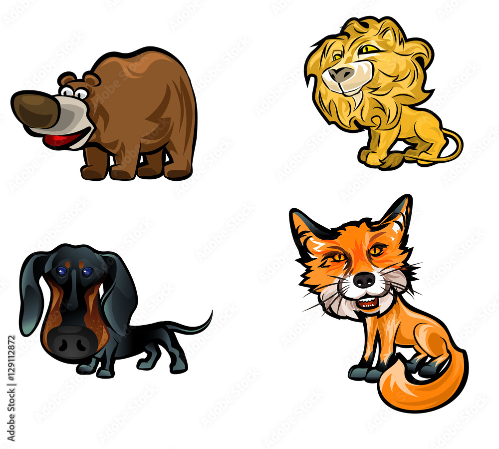 Fototapeta premium Four cartoon animals