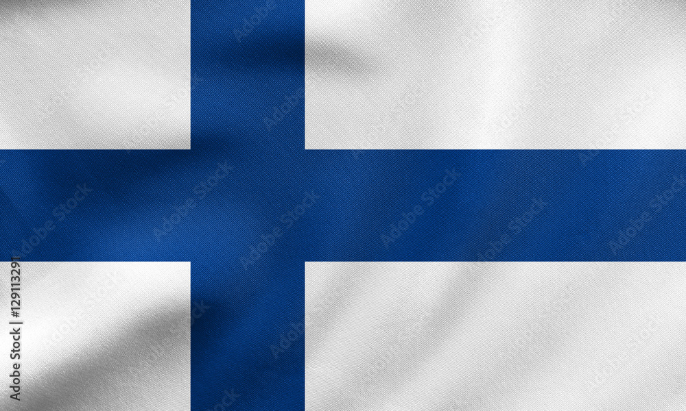 Flag of Finland waving, real fabric texture Flag of Finland waving, real fabric texture