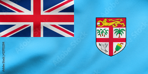 Flag of Fiji waving, real fabric texture