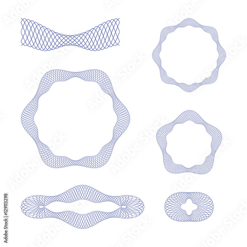 Guilloche decorative elements and a linear pattern for use as a Pattern brush. For certificate, voucher, banknote, money design, currency, note, check, ticket, reward etc.