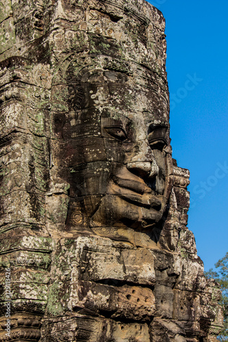 Faces statue, landmark in Angkor Wat in Cambodia © Amineah