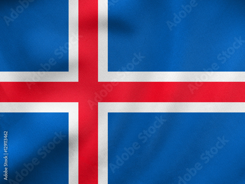 Flag of Iceland waving, real fabric texture