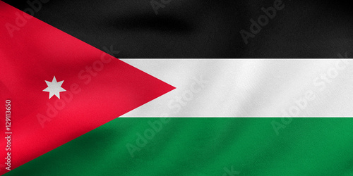 Flag of Jordan waving, real fabric texture