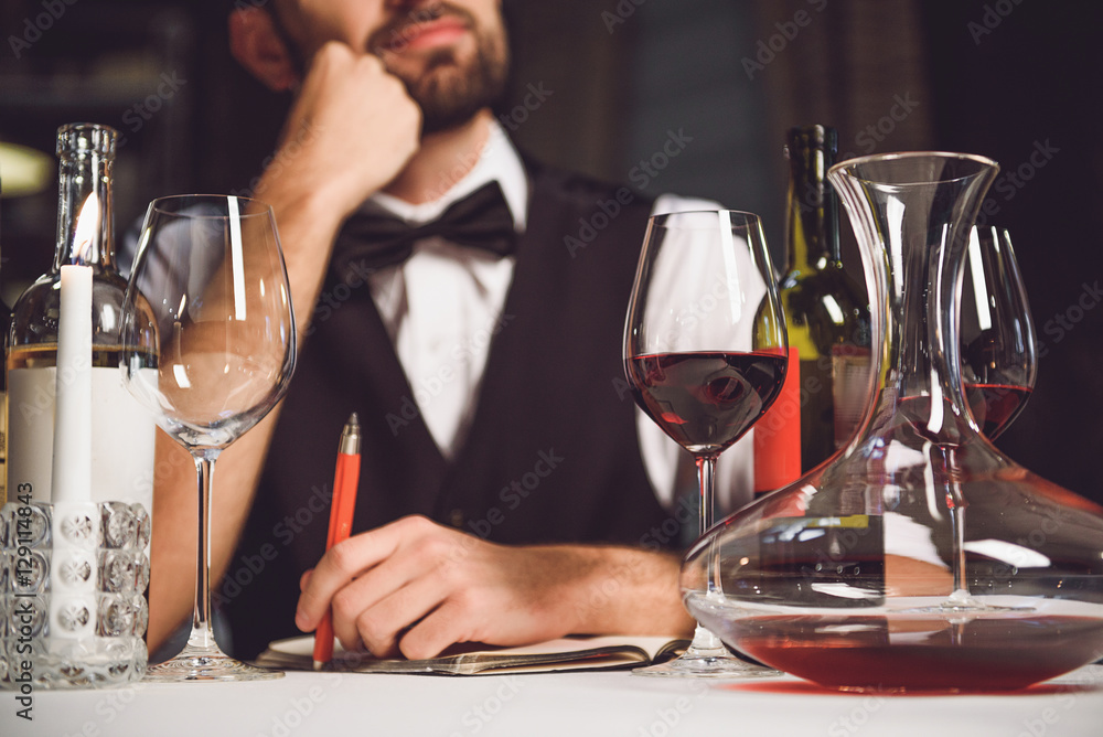 Dreaming wine critic looking up Dreaming wine critic looking up