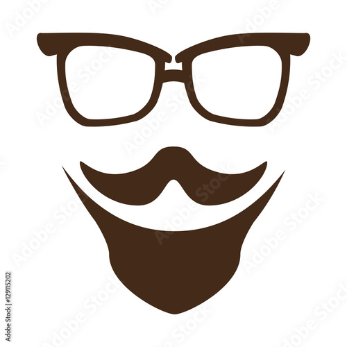glasses with mustache and beard icon over white background. hipster style design. vector illustration