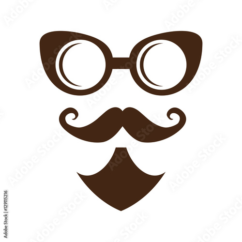 glasses with mustache and beard icon over white background. hipster style design. vector illustration