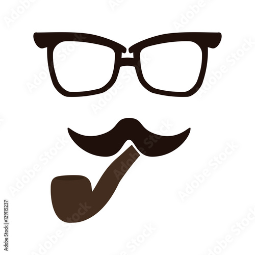 glasses and mustache and pipe icon over white background. hipster style design. vector illustration