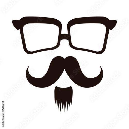 glasses and mustache icon over white background. hipster style design. vector illustration