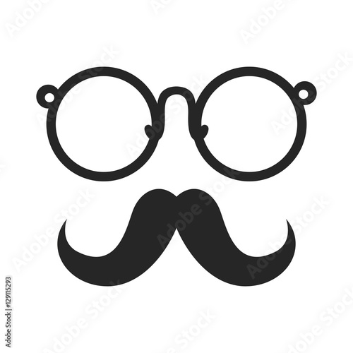 glasses and mustache icon over white background. hipster style design. vector illustration
