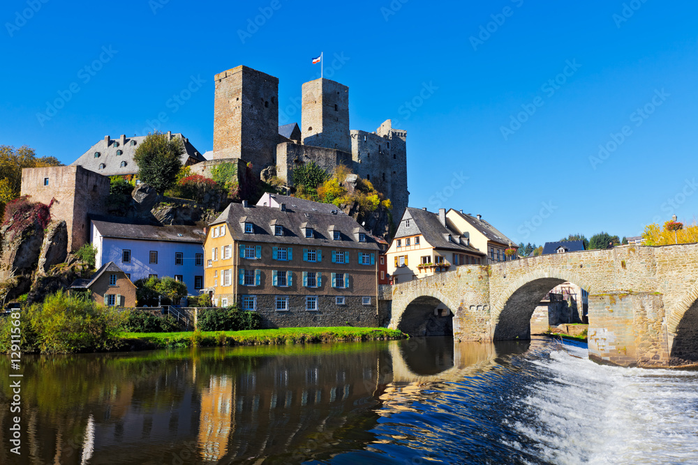 The Town of Runkel and the River Lahn, Hesse, Germany