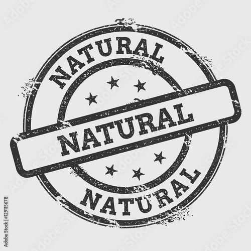 Natural rubber stamp isolated on white background. Grunge round seal with text, ink texture and splatter and blots, vector illustration.