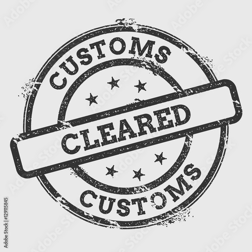 Customs Cleared rubber stamp isolated on white background. Grunge round seal with text, ink texture and splatter and blots, vector illustration.