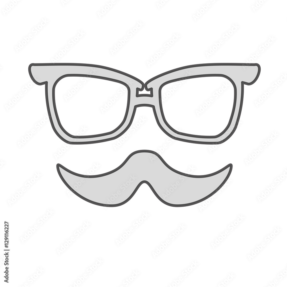 glasses and mustache icon over white background. hipster style design. vector illustration glasses and mustache icon over white background. hipster style design. vector illustration
