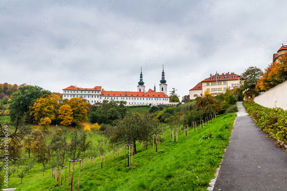 Autumn Panorama of the city of Prague and Prague Castle, Czech Republic