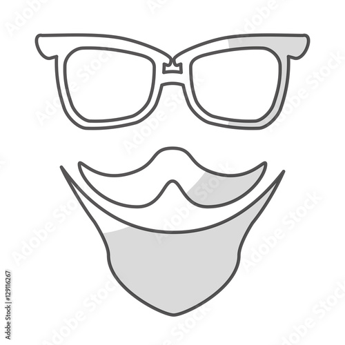 glasses with mustache and beard icon over white background. hipster style design. vector illustration