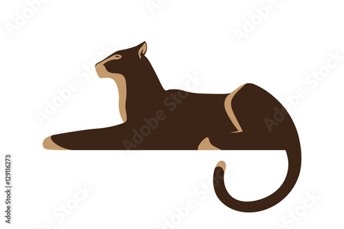 Silhouette of panther on white background.