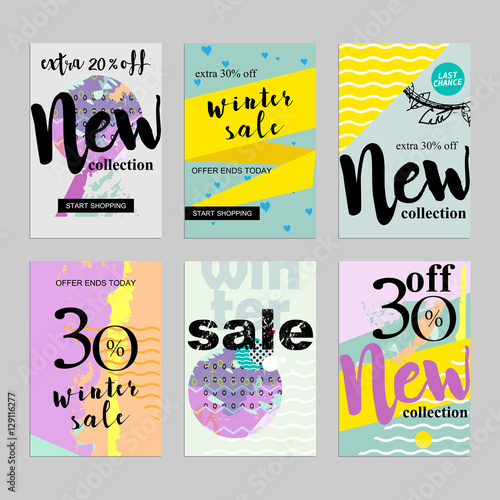 Sale website banners design set. Sale tag. Sale promotional material vector illustration. Design for social media banner, poster, email, newsletter, ad, leaflet, placard, brochure, flyer, web sticker