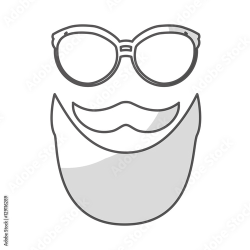 glasses with mustache and beard icon over white background. hipster style design. vector illustration