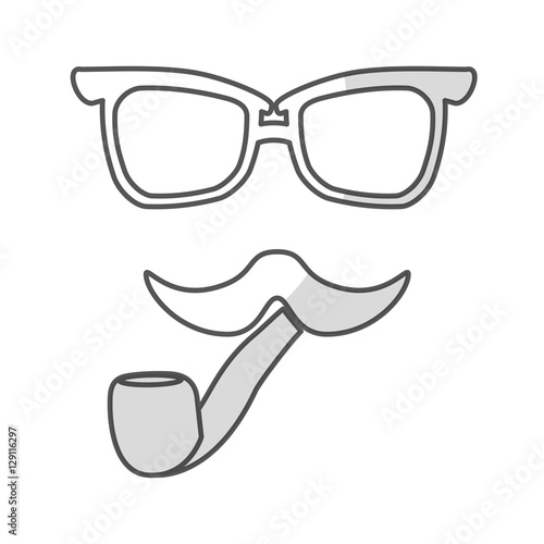 glasses and mustache and pipe icon over white background. hipster style design. vector illustration