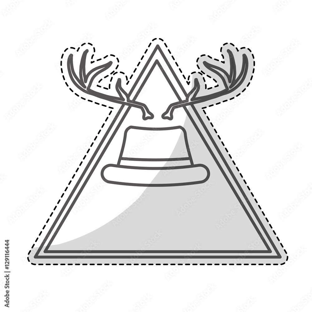 decorative frame with hat with deer horns over white background. hipster style design. vector illustration