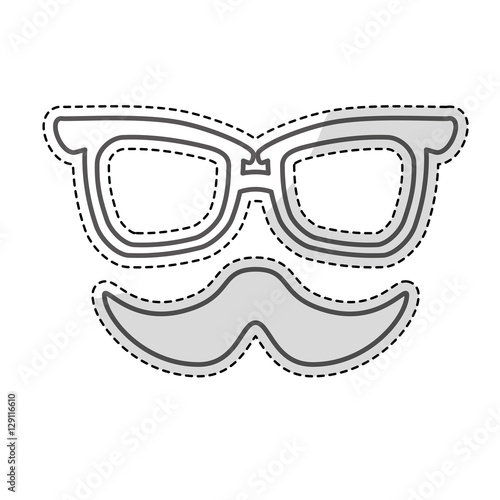 glasses and mustache icon over white background. hipster style design. vector illustration