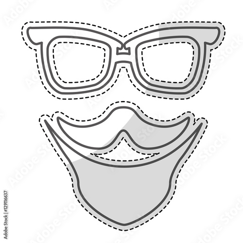 glasses and mustache and beard icon over white background. hipster style design. vector illustration