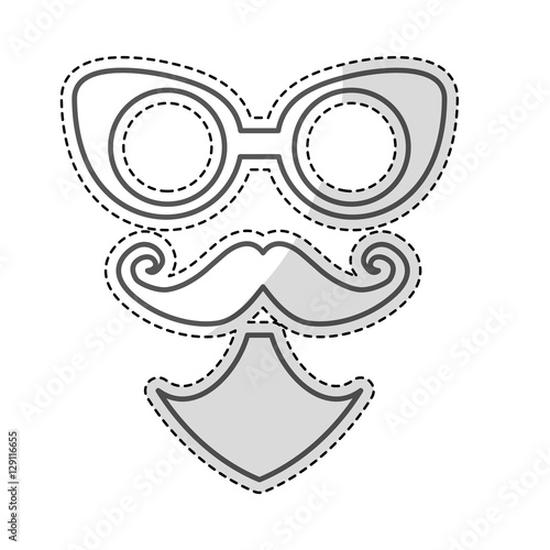 glasses and mustache icon over white background. hipster style design. vector illustration