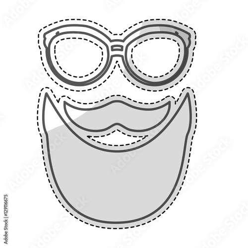 glasses and mustache and beard icon over white background. hipster style design. vector illustration