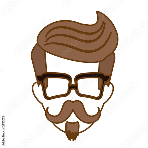 man face with mustache and glasses icon over white background. hipster style concept. colorful design. vector illustration