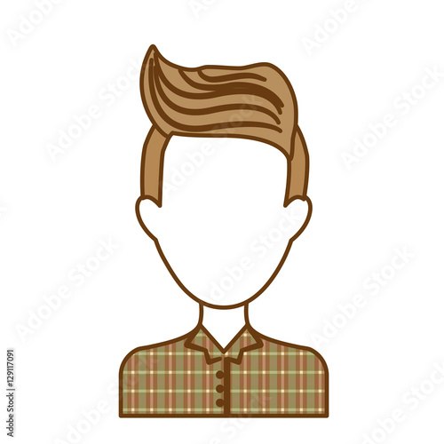 man face with hipster hairstyle over white background. colorful design. vector illustration