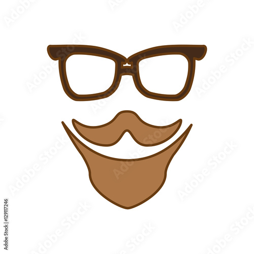 glasses and mustache and beard icon over white background. hipster style design. vector illustration