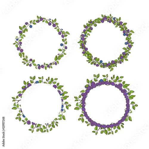 Four blueberry round frame for decor