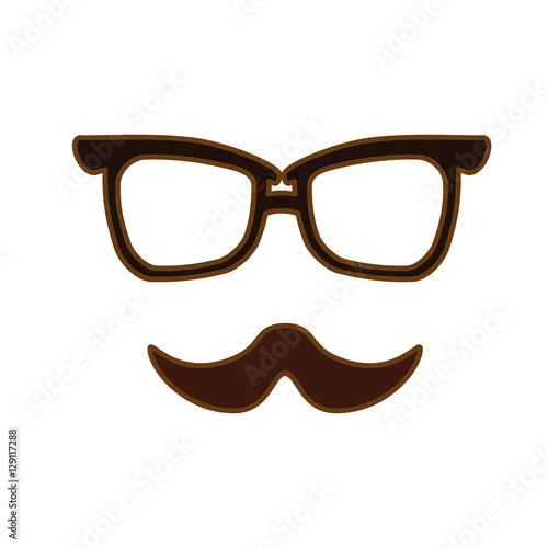 glasses and mustache icon over white background. hipster style design. vector illustration