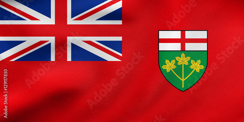 Flag of Ontario waving, real fabric texture