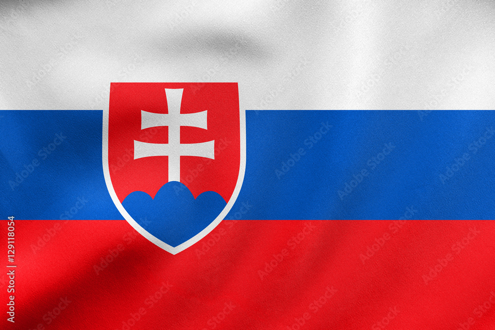 Fototapeta premium Flag of Slovakia waving, real fabric texture