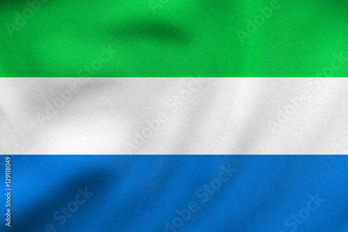 Flag of Sierra Leone waving, real fabric texture