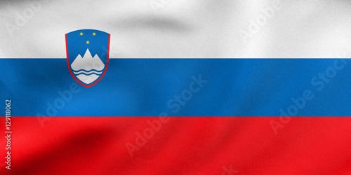 Flag of Slovenia waving, real fabric texture