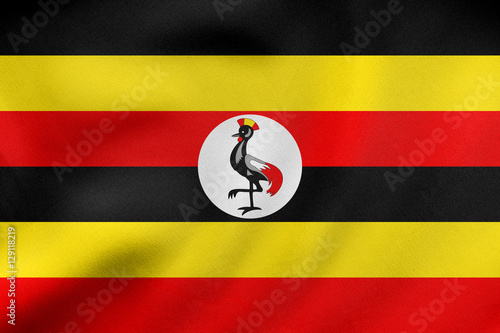 Flag of Uganda waving, real fabric texture