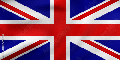 Flag of United Kingdom waving, real fabric texture