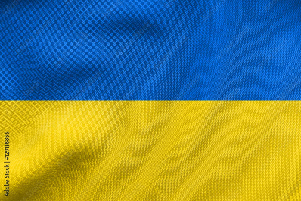 Flag of Ukraine waving, real fabric texture Flag of Ukraine waving, real fabric texture