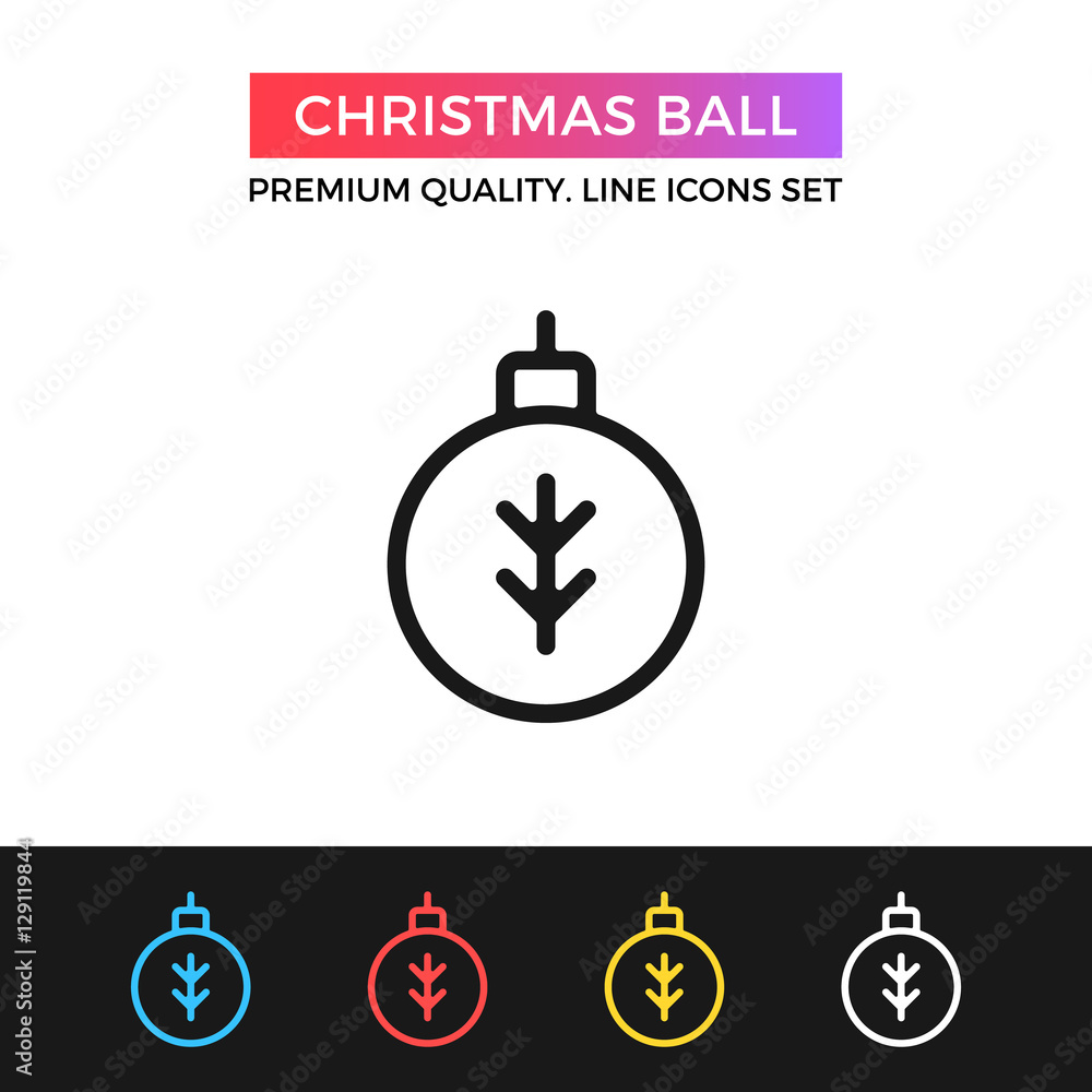 Vector Christmas ball icon. Thin line icon Vector Christmas ball icon. Thin line icon