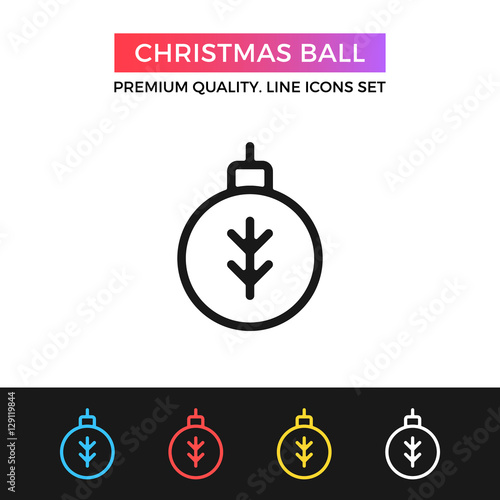 Vector Christmas ball icon. Thin line icon