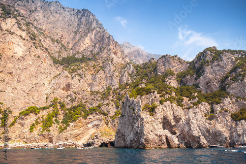 Landscape with rocky coast of Capri island