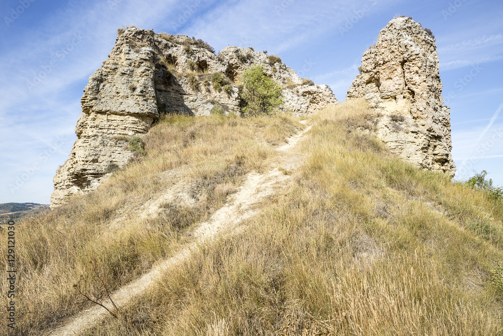 ruins of the ancient castle in Belorado, Province of Burgos, Spain