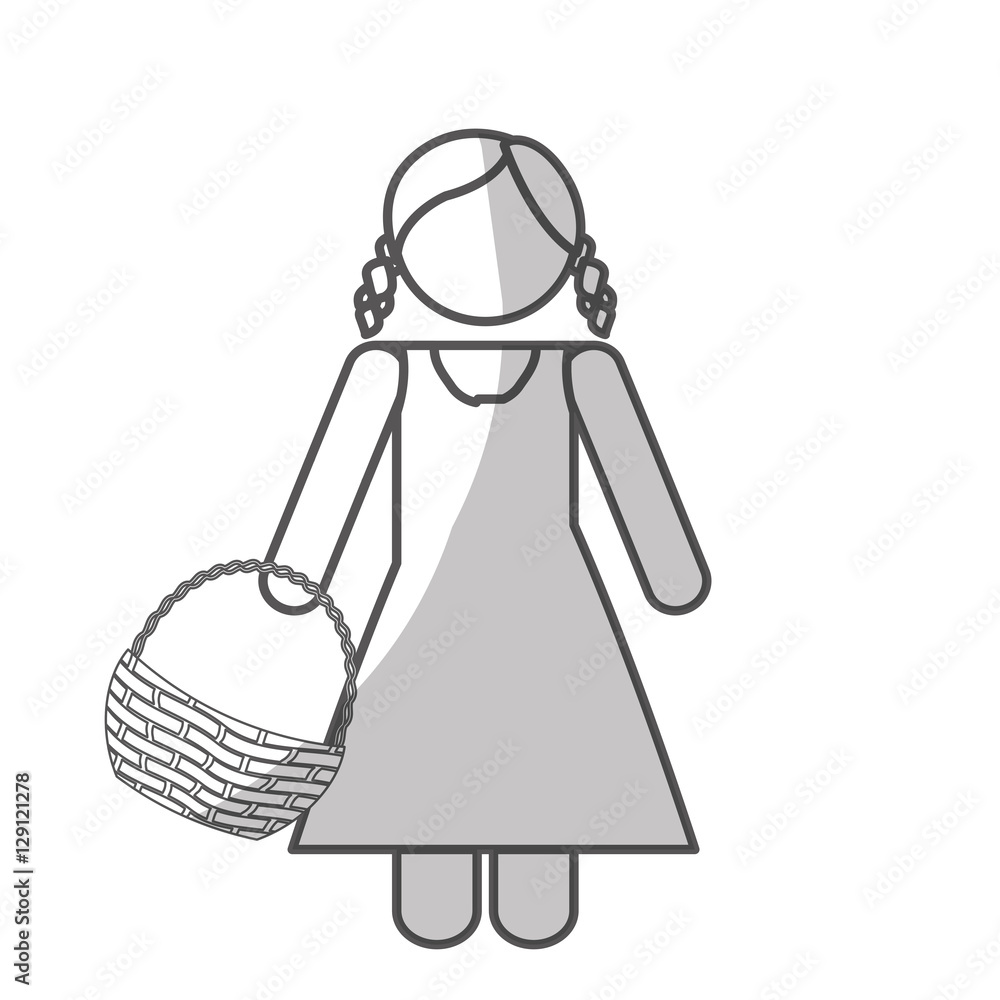 woman holding a basket over white background. pictogram design. vector illustration woman holding a basket over white background. pictogram design. vector illustration