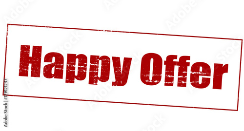 Stamp with text happy offer inside, vector illustration