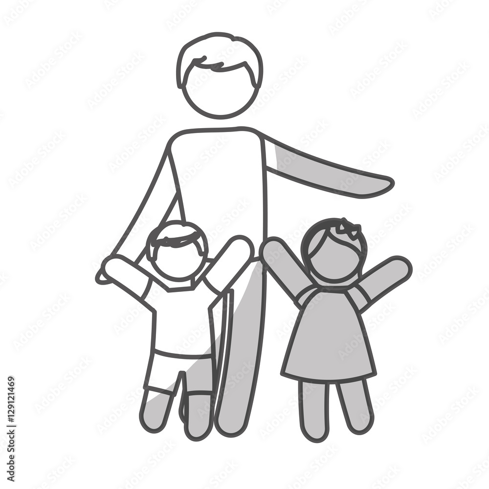 father with kids icon over white background. pictogram design. vector illustration father with kids icon over white background. pictogram design. vector illustration